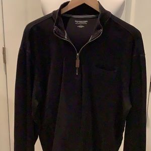 Men’s Roundtree & Yorke black cotton knit long sleeve shirt with zipper neck
